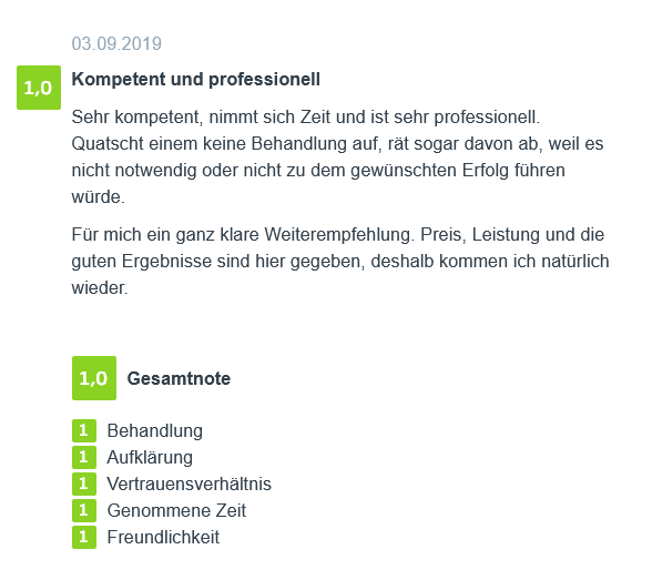 Bewertung - Augenlidstraffung in Berlin