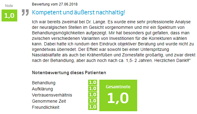 Bewertung - Vampirlifting in Berlin
